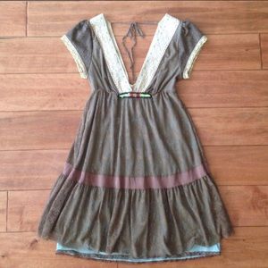 Free People Brown Crochet Loose Hippie Top